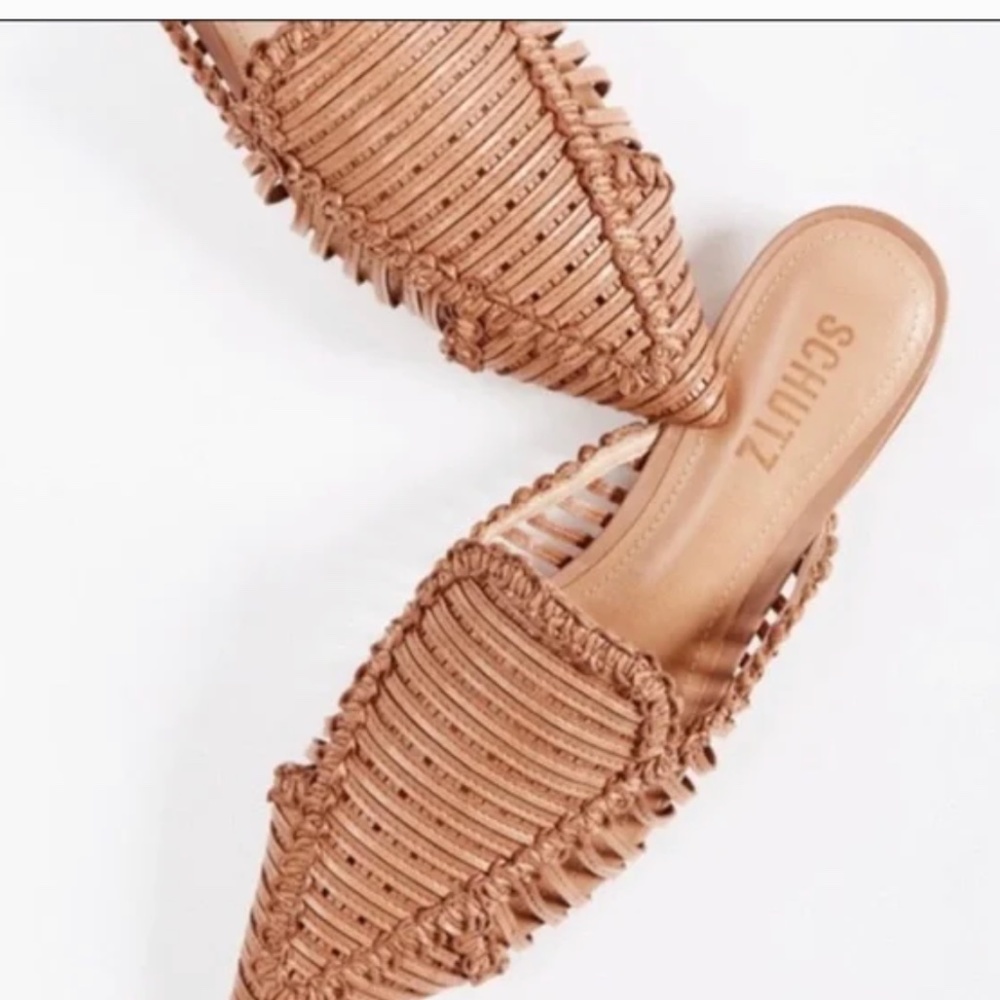 Schutz Marli Huarache Mule Flat Sandals - size 6